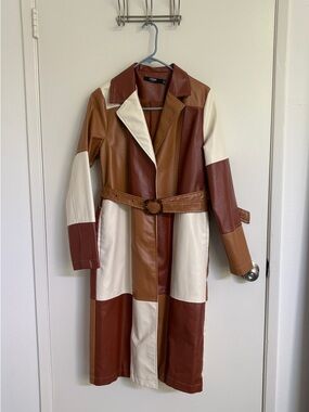 Jaded London Brown Patchwork Trench Coat